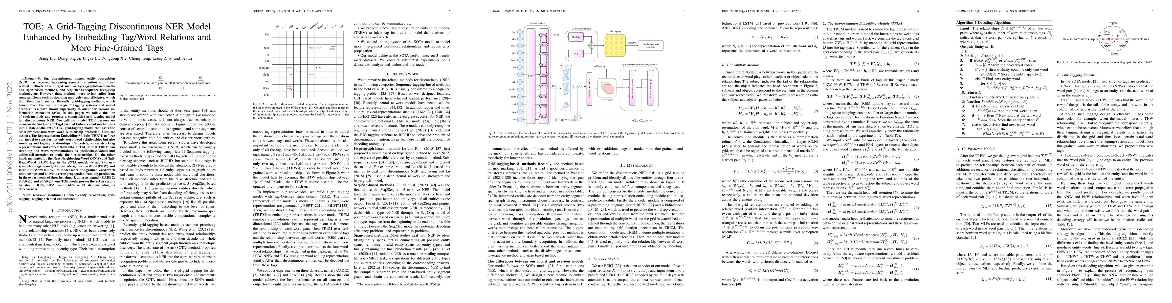 Thumbnail for TOE: A Grid-Tagging Discontinuous NER Model Enhanced by Embedding
  Tag/Word Relations and More Fine-Grained Tags