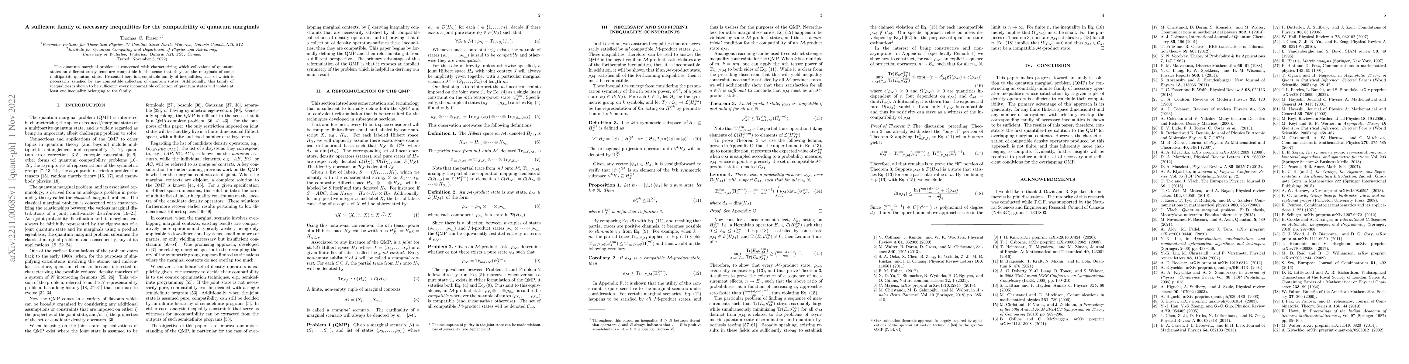 Thumbnail for A sufficient family of necessary inequalities for the compatibility of
  quantum marginals