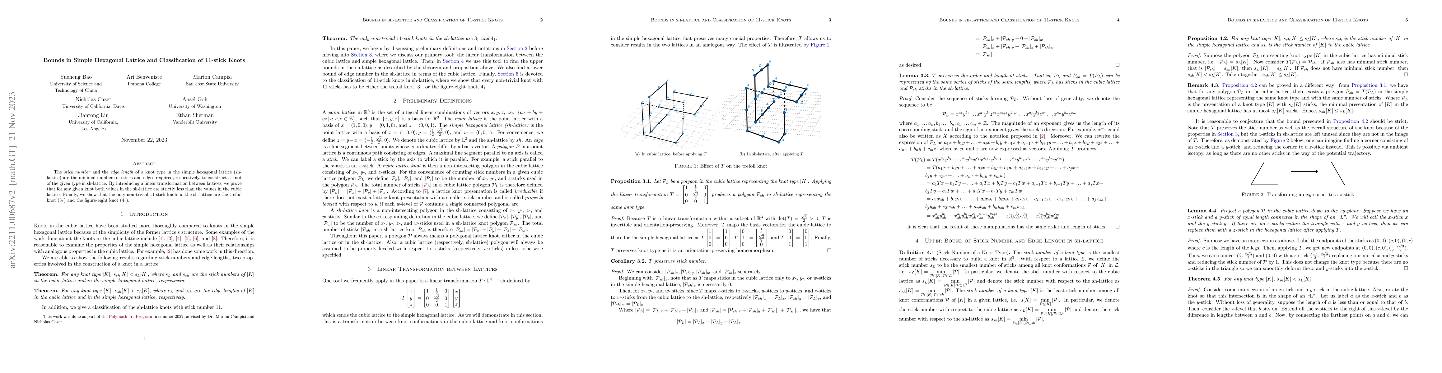 Thumbnail for Bounds in simple hexagonal lattice and classification of 11-stick knots
