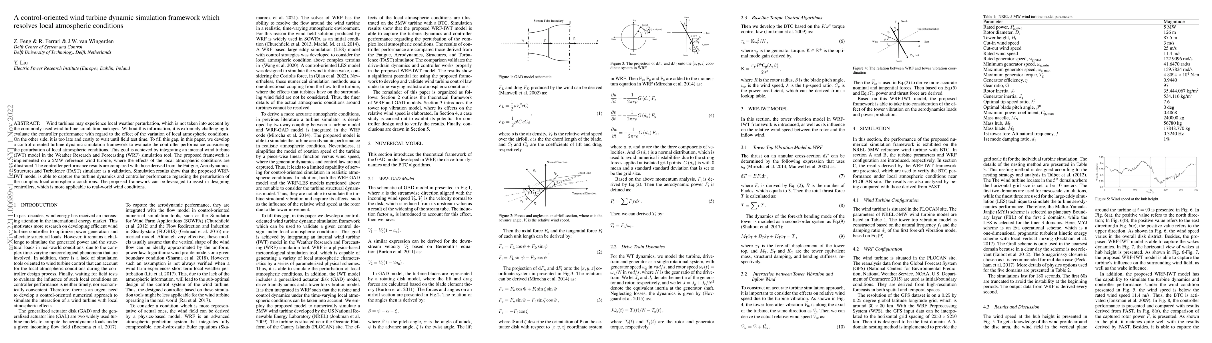 Thumbnail for A control-oriented wind turbine dynamic simulation framework which
  resolves local atmospheric conditions