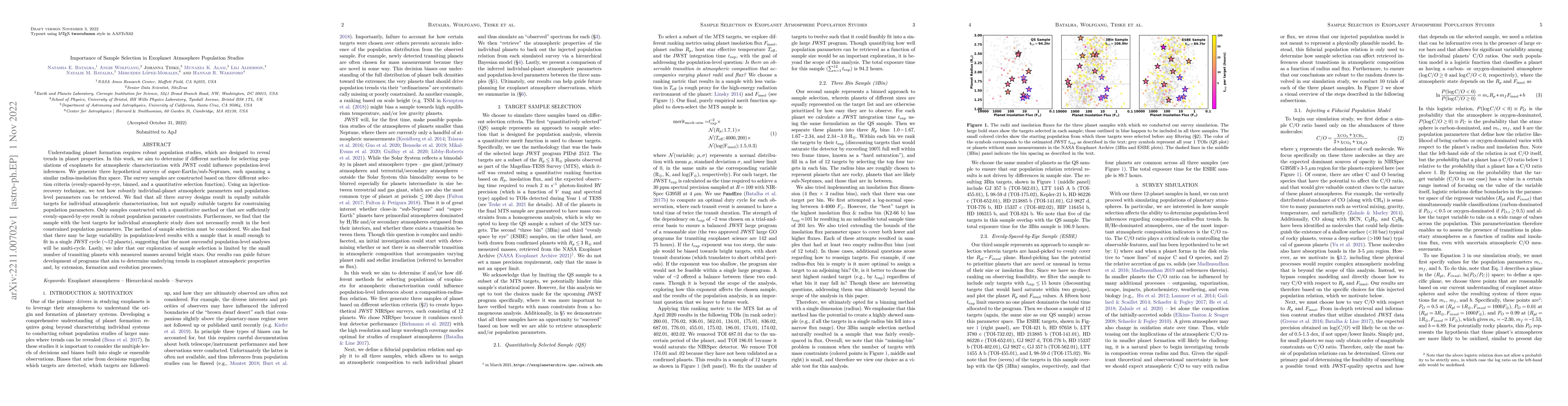 Thumbnail for Importance of Sample Selection in Exoplanet Atmosphere Population
  Studies