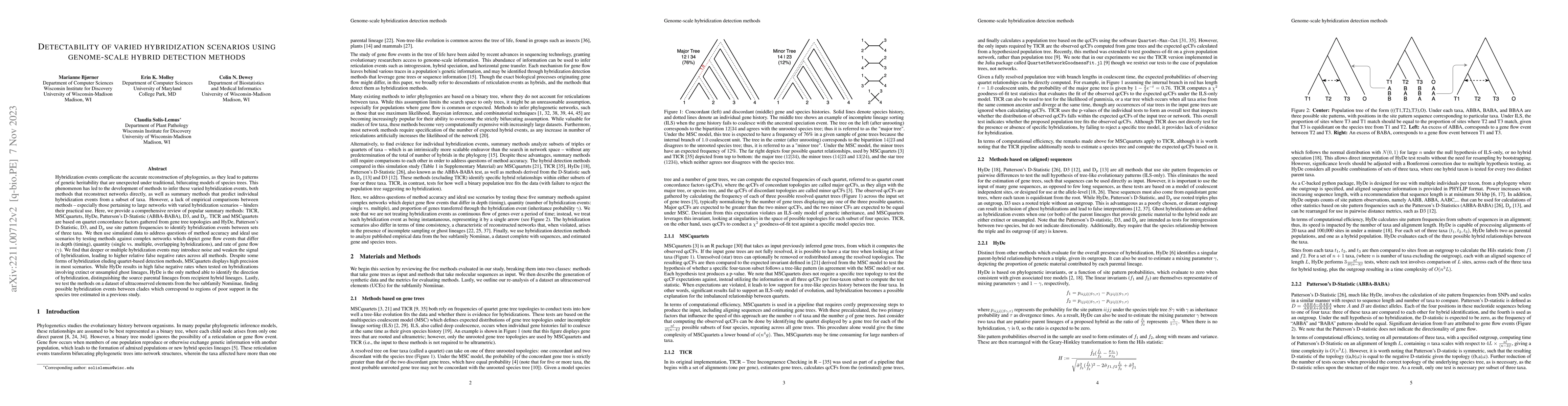 Thumbnail for Detectability of Varied Hybridization Scenarios using Genome-Scale
  Hybrid Detection Methods