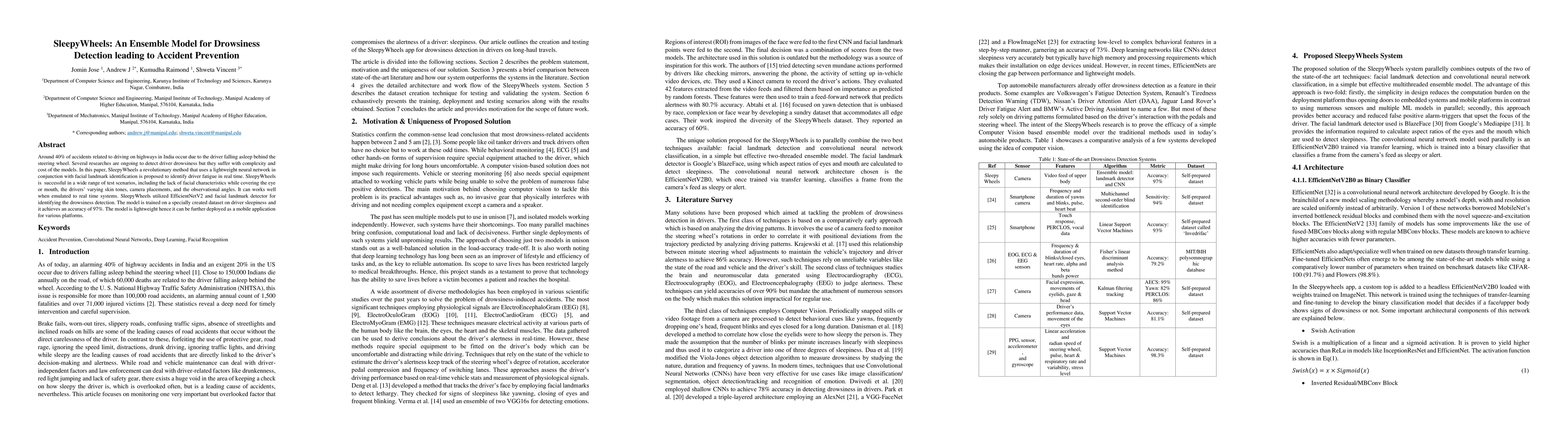 Thumbnail for SleepyWheels: An Ensemble Model for Drowsiness Detection leading to
  Accident Prevention