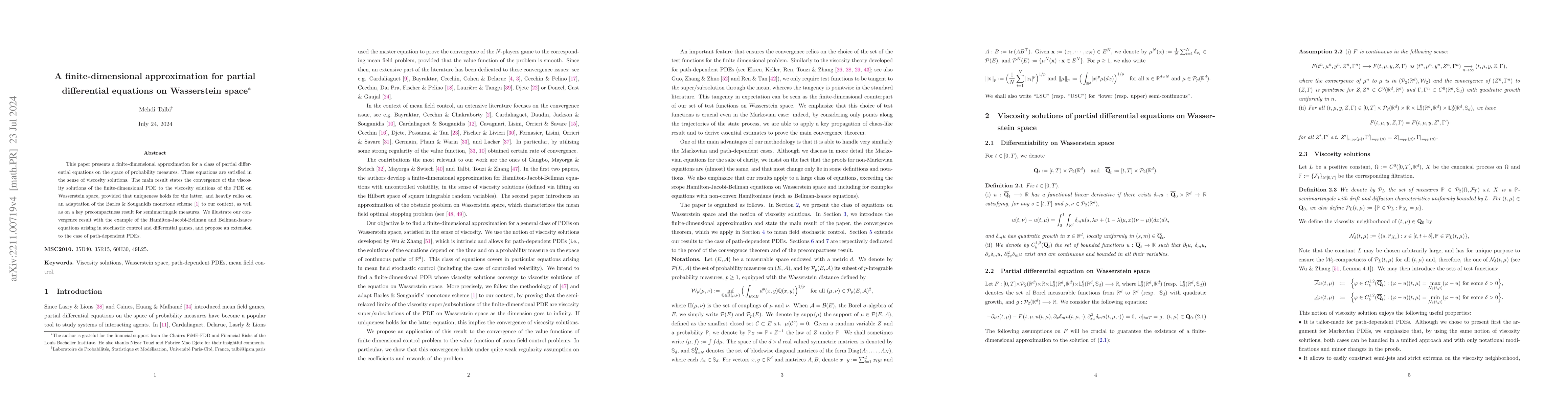 Thumbnail for A finite-dimensional approximation for partial differential equations on
  Wasserstein space