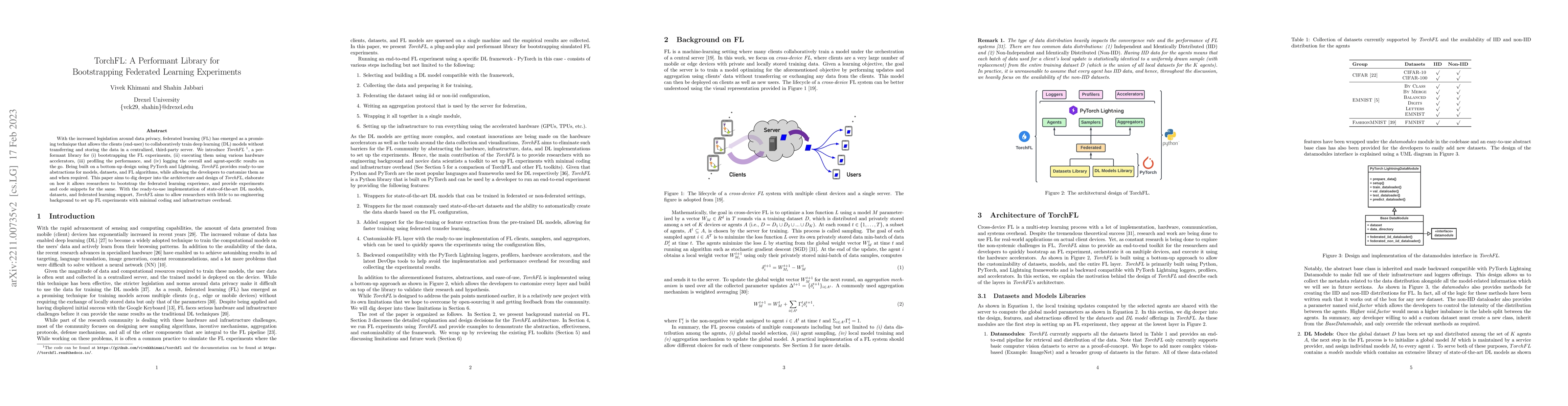 Thumbnail for TorchFL: A Performant Library for Bootstrapping Federated Learning
  Experiments