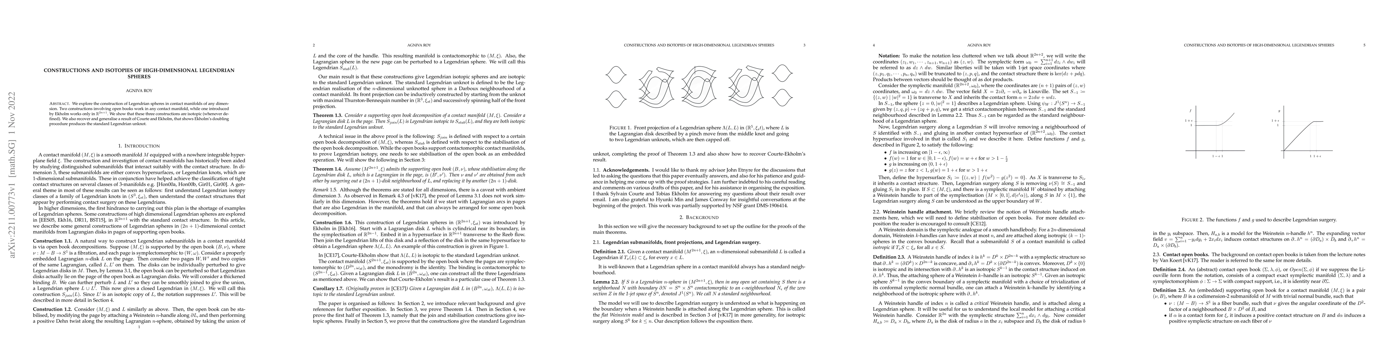 Thumbnail for Constructions and Isotopies of High-Dimensional Legendrian Spheres
