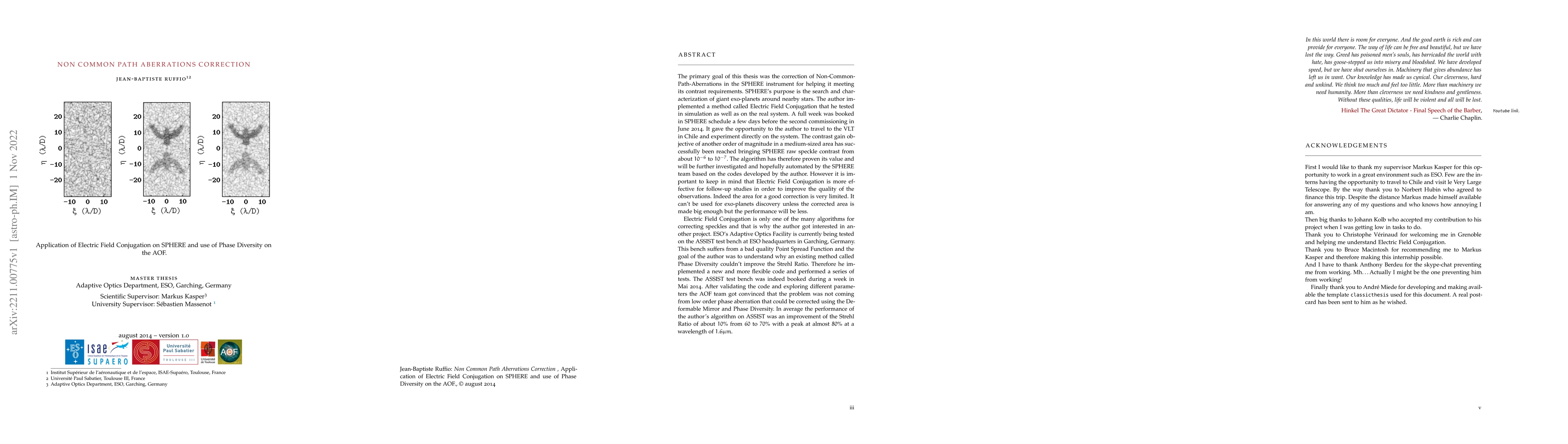 Thumbnail for Non Common Path Aberrations Correction