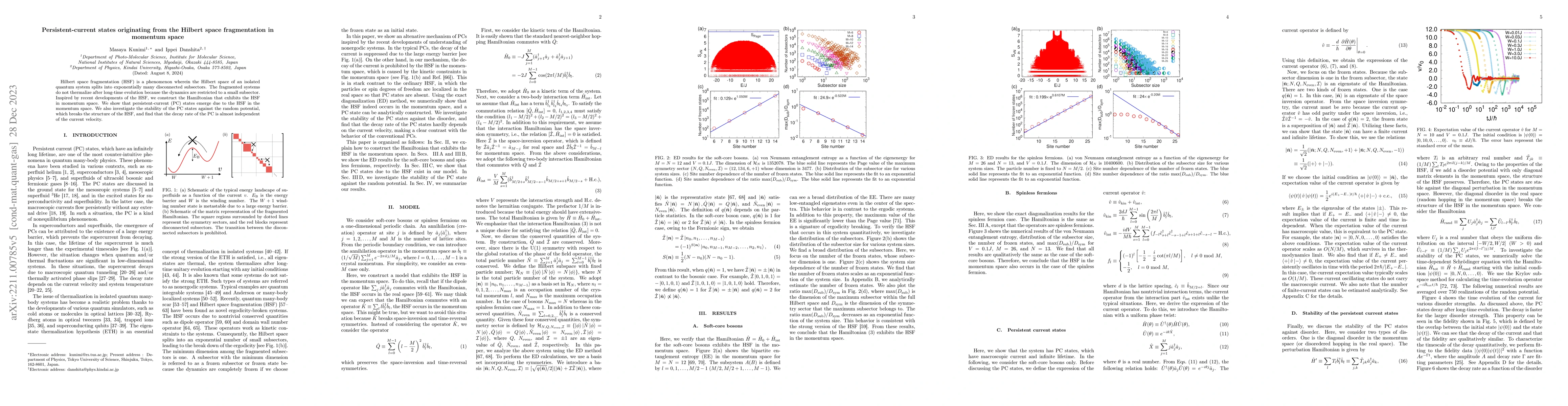 Thumbnail for Persistent-current states originating from the Hilbert space
  fragmentation in momentum space