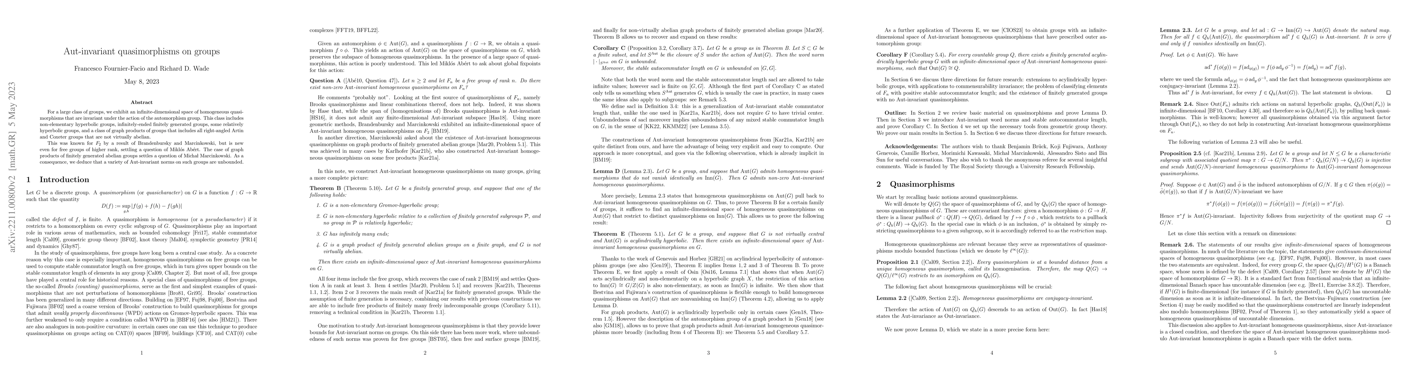 Thumbnail for Aut-invariant quasimorphisms on groups