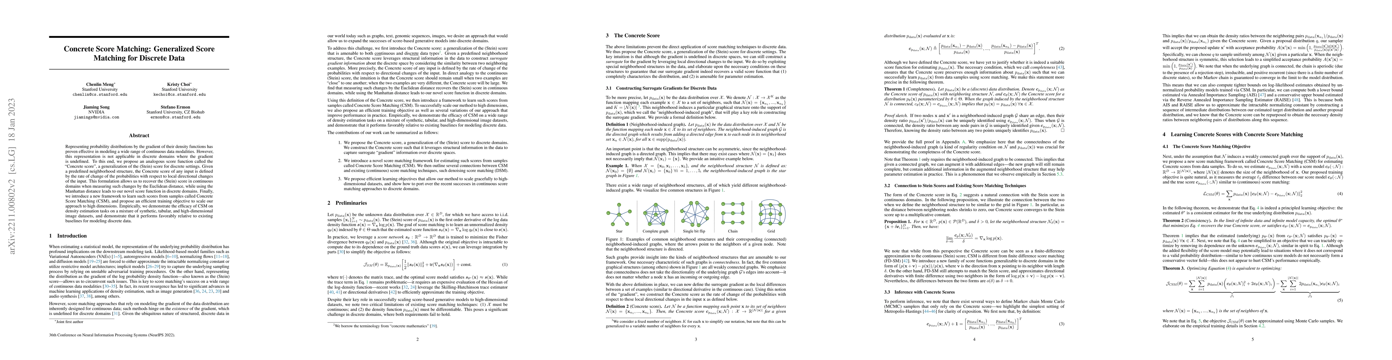 Thumbnail for Concrete Score Matching: Generalized Score Matching for Discrete Data