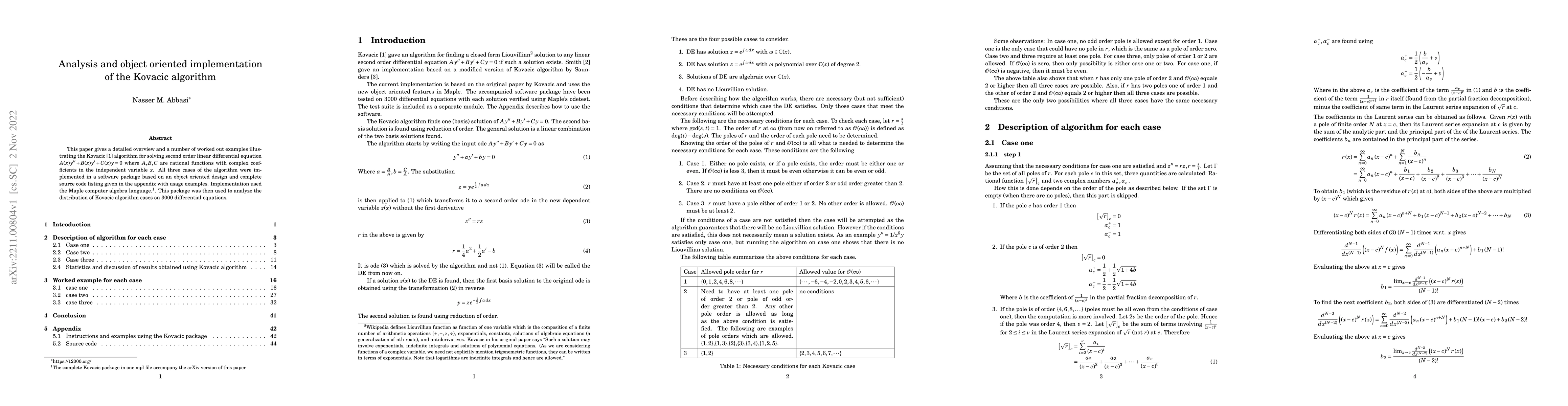 Thumbnail for Analysis and object oriented implementation of the Kovacic algorithm