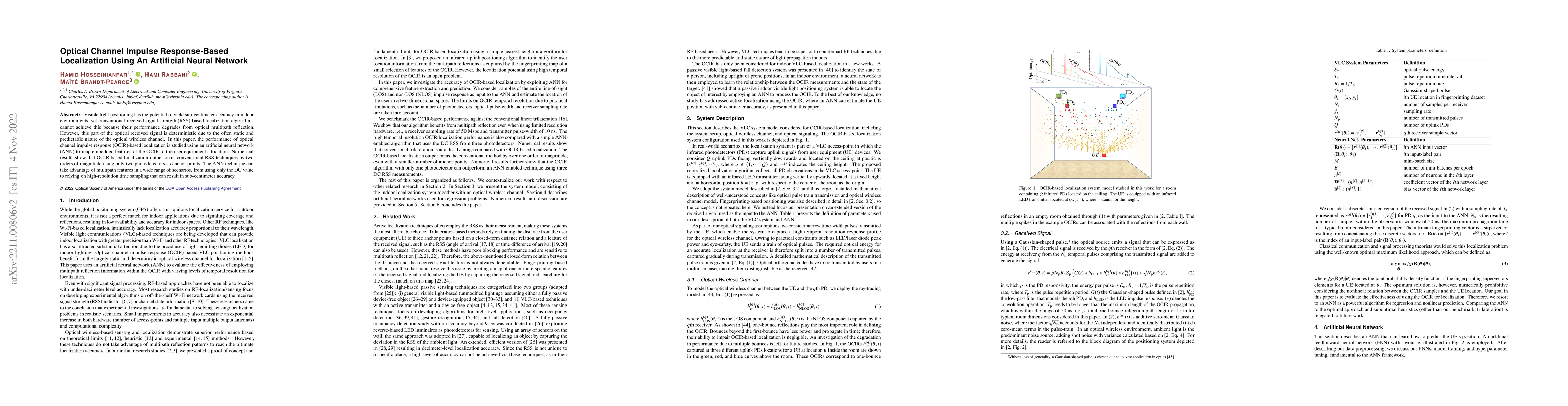 Thumbnail for Optical Channel Impulse Response-Based Localization Using An Artificial
  Neural Network