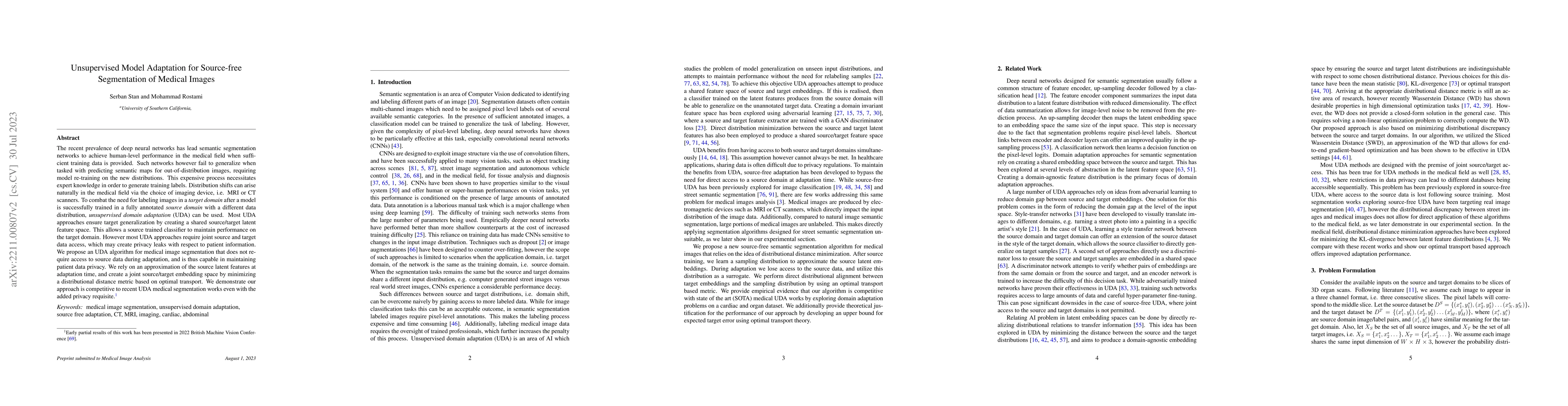 Thumbnail for Unsupervised Model Adaptation for Source-free Segmentation of Medical
  Images