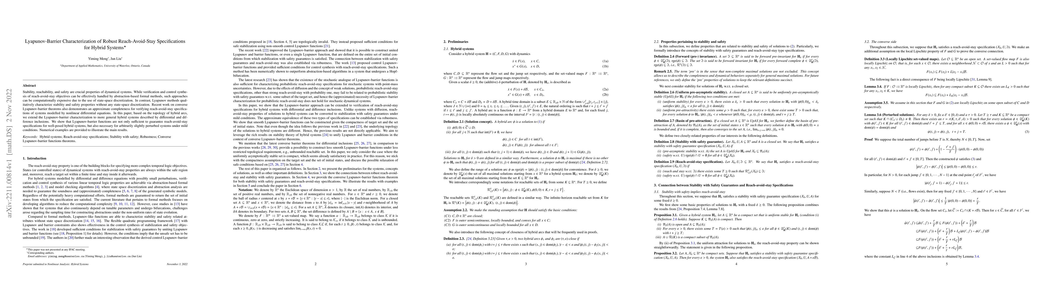 Thumbnail for Lyapunov-Barrier Characterization of Robust Reach-Avoid-Stay
  Specifications for Hybrid Systems
