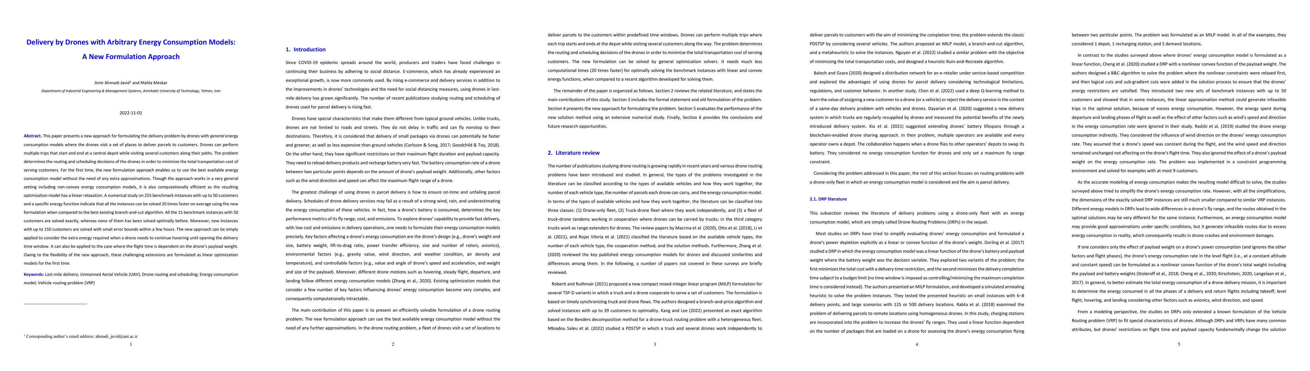 Thumbnail for Delivery by Drones with Arbitrary Energy Consumption Models: A New
  Formulation Approach