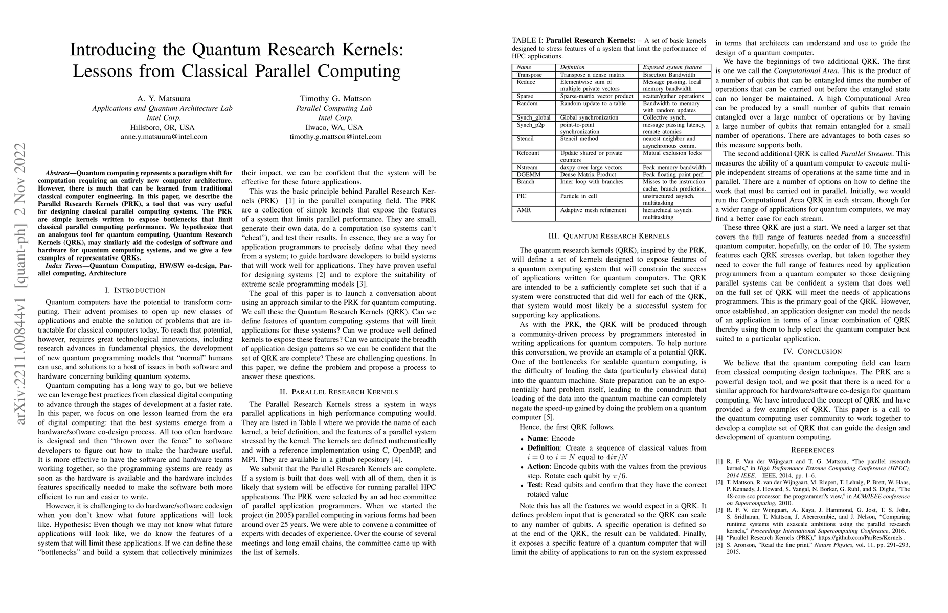 Thumbnail for Introducing the Quantum Research Kernels: Lessons from Classical
  Parallel Computing