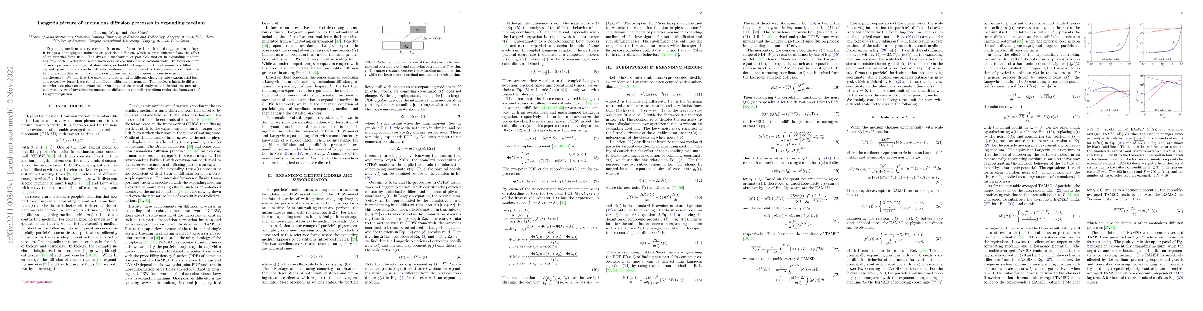 Thumbnail for Langevin picture of anomalous diffusion processes in expanding medium