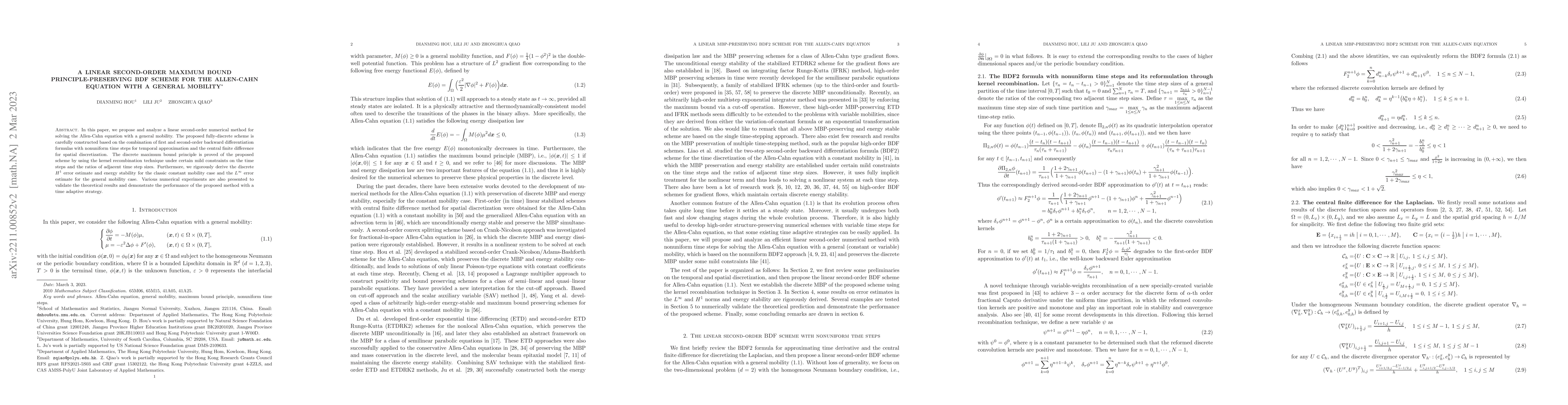 Thumbnail for A linear second-order maximum bound principle-preserving BDF scheme for
  the Allen-Cahn equation with a general mobility