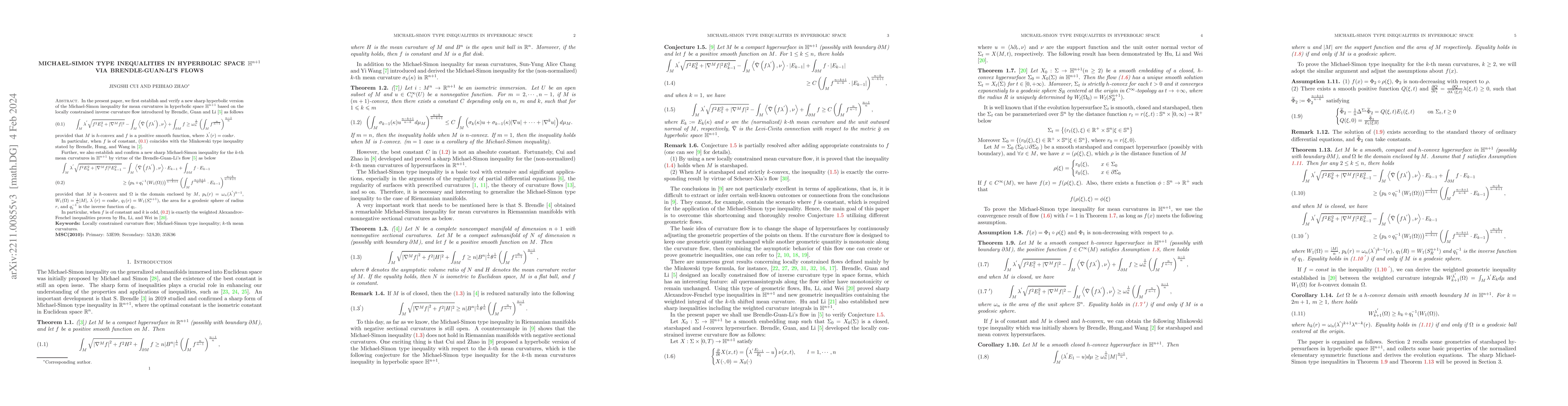 Thumbnail for Michael-Simon type inequalities in hyperbolic space $\mathbb{H}^{n+1}$
  via Brendle-Guan-Li's flows