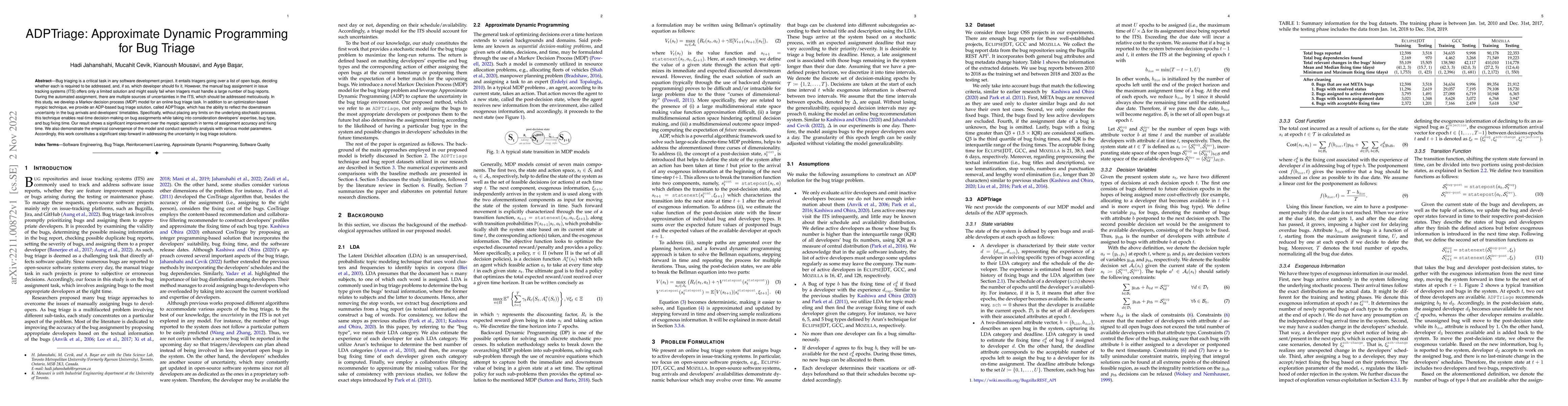 Thumbnail for ADPTriage: Approximate Dynamic Programming for Bug Triage