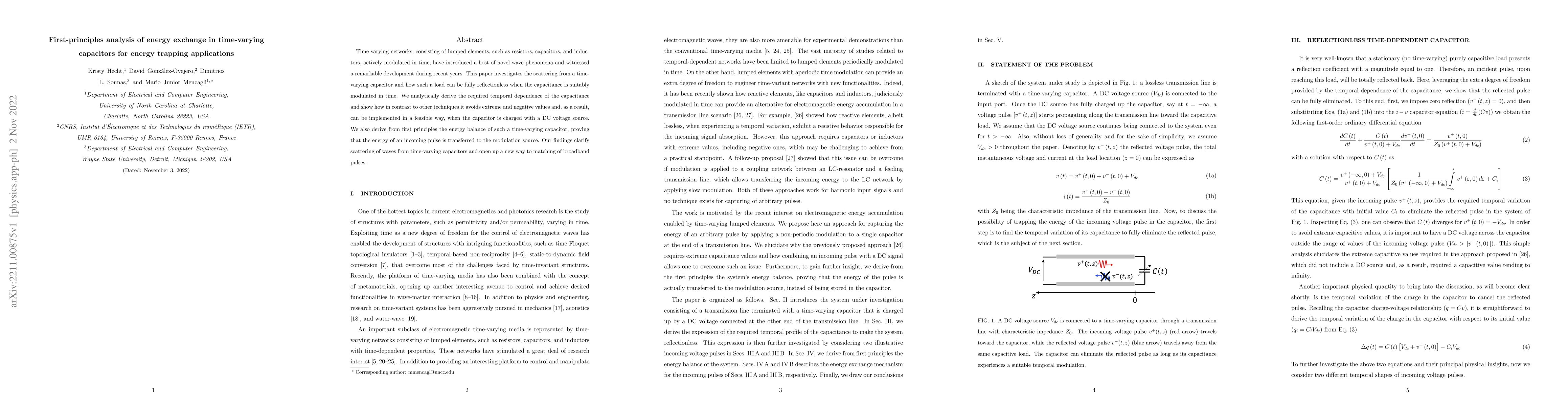 Thumbnail for First-principles analysis of energy exchange in time-varying capacitors
  for energy trapping applications
