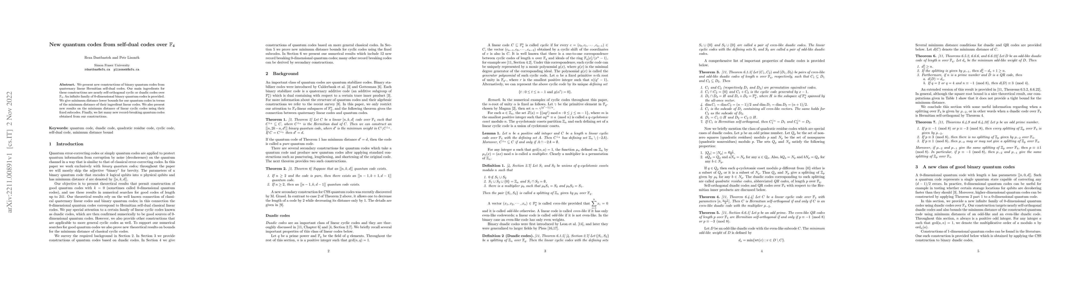 Thumbnail for New quantum codes from self-dual codes over F_4