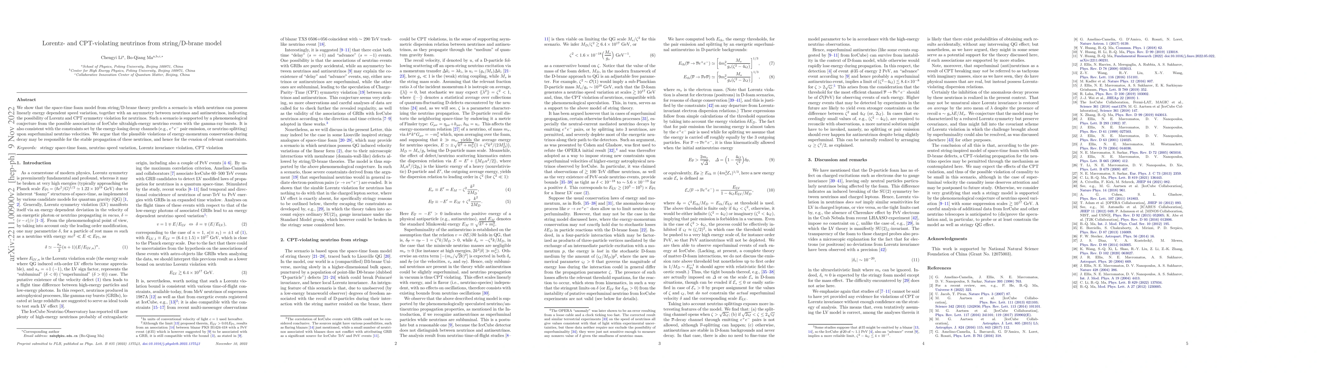 Thumbnail for Lorentz- and CPT-violating neutrinos from string/D-brane model