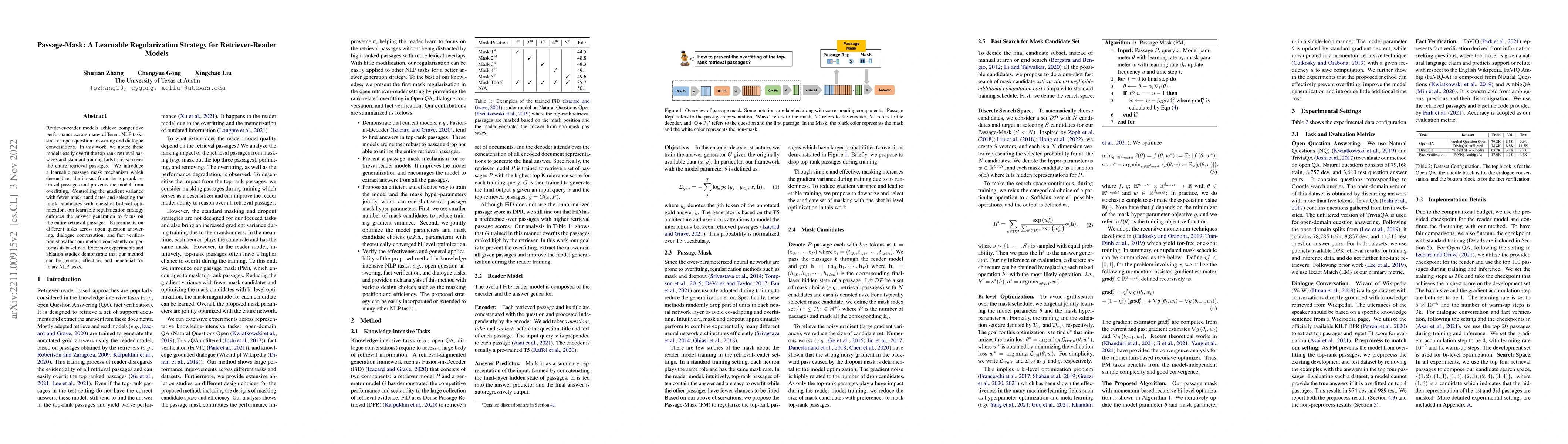 Thumbnail for Passage-Mask: A Learnable Regularization Strategy for Retriever-Reader
  Models