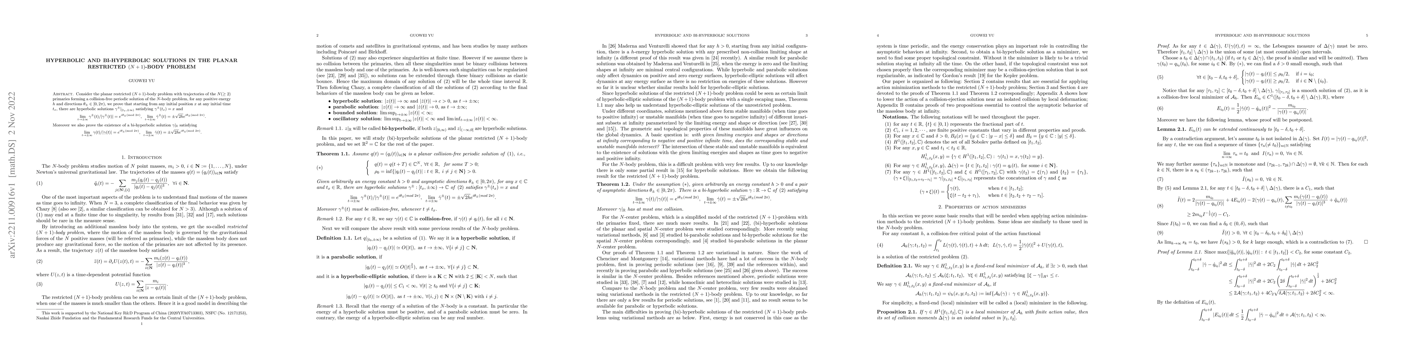 Thumbnail for Hyperbolic and Bi-hyperbolic solutions in the planar restricted
  $(N+1)$-body problem