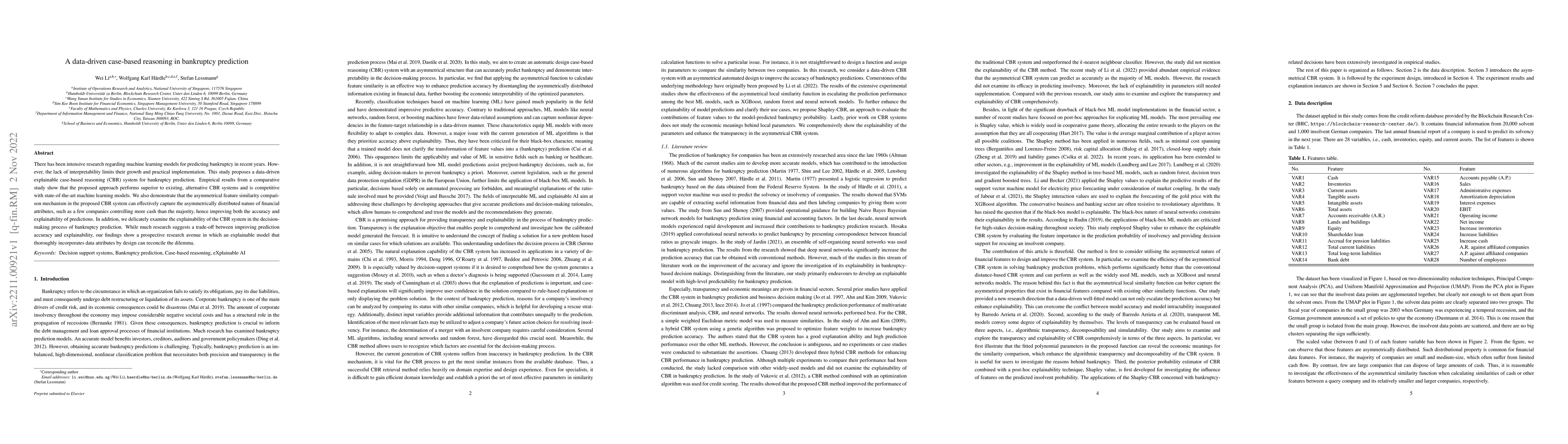 Thumbnail for A Data-driven Case-based Reasoning in Bankruptcy Prediction