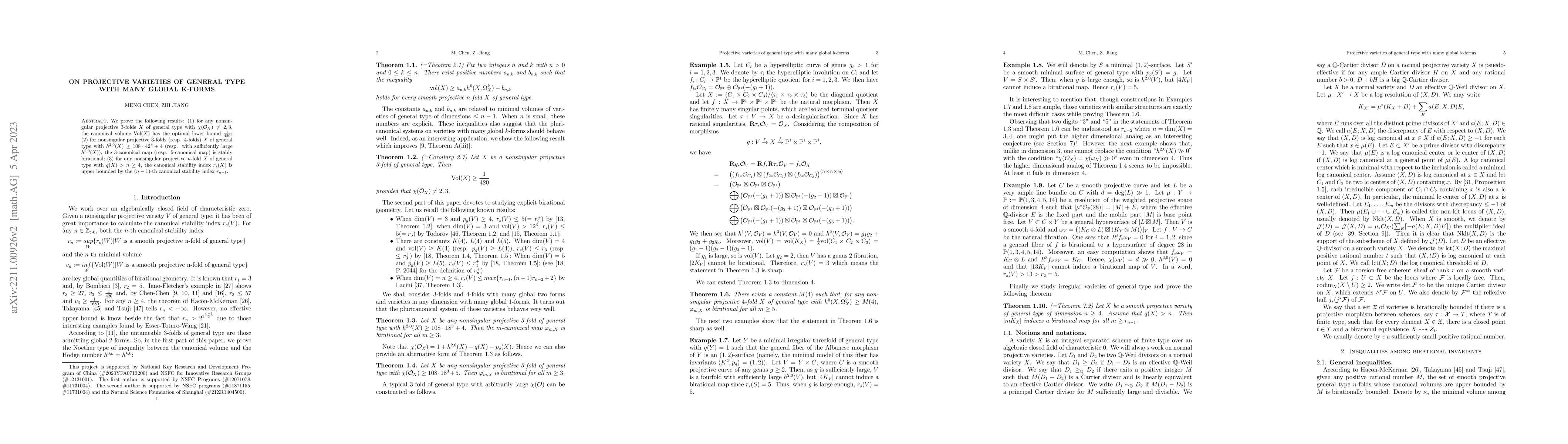 Thumbnail for On projective varieties of general type with many global k-forms