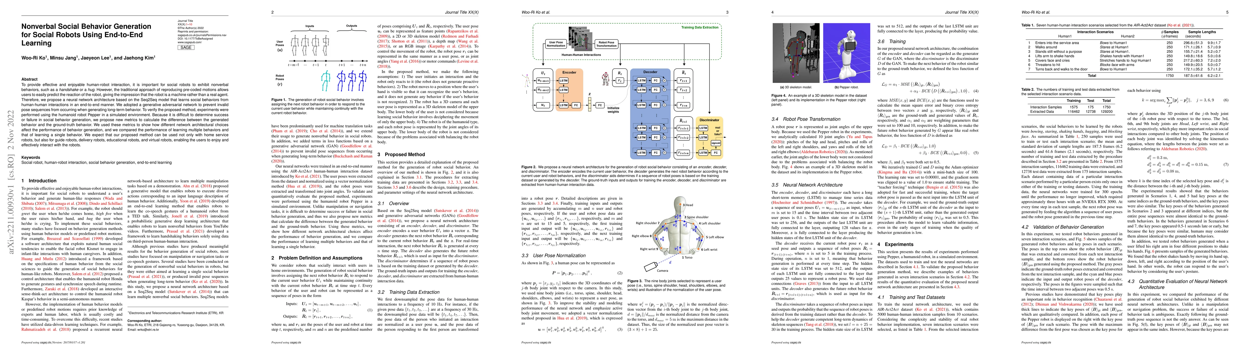 Thumbnail for Nonverbal Social Behavior Generation for Social Robots Using End-to-End
  Learning