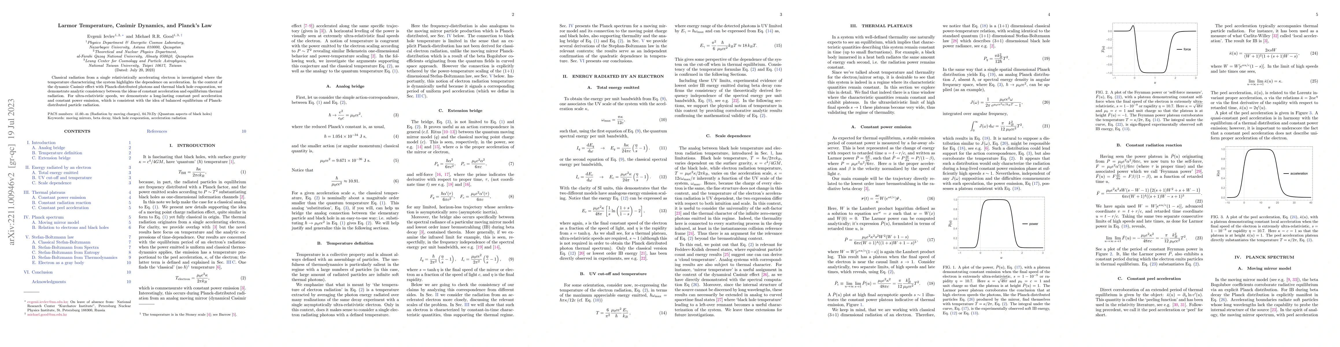 Thumbnail for Larmor Temperature, Casimir Dynamics, and Planck's Law