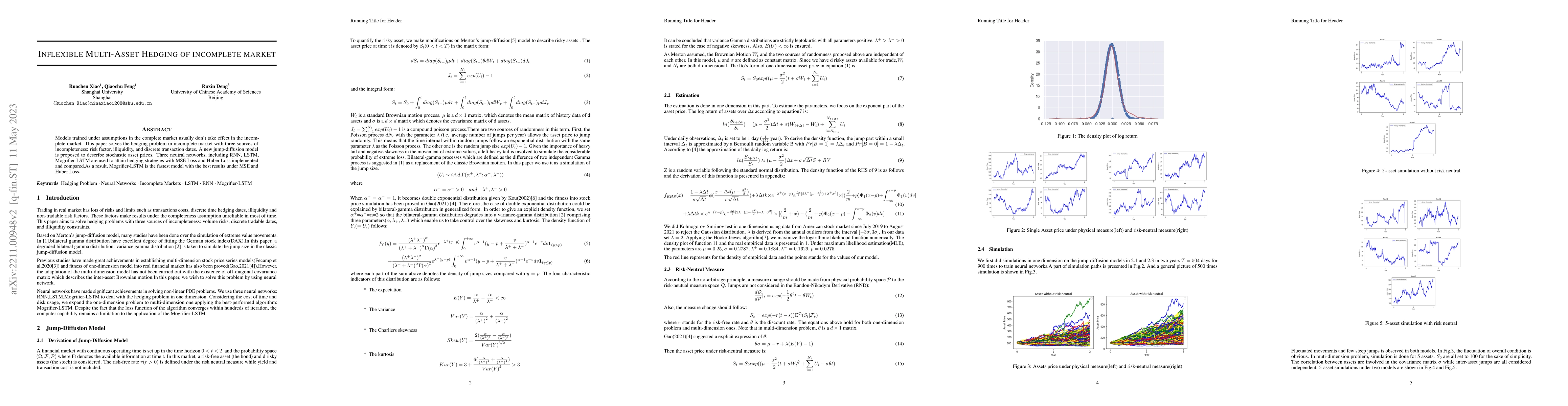Thumbnail for Inflexible Multi-Asset Hedging of incomplete market
