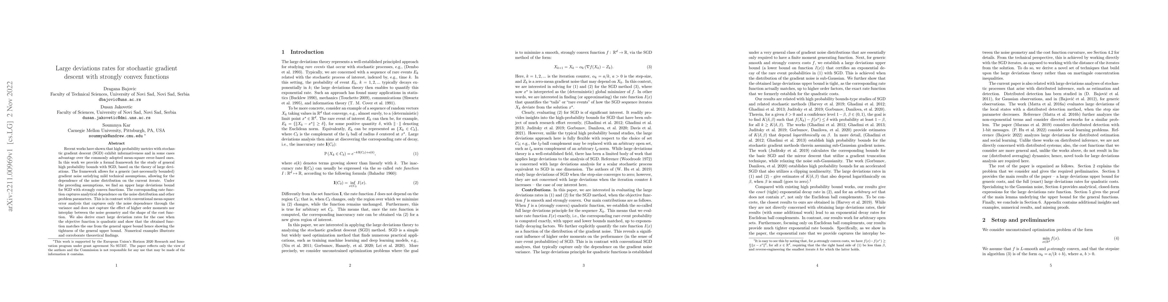 Thumbnail for Large deviations rates for stochastic gradient descent with strongly
  convex functions