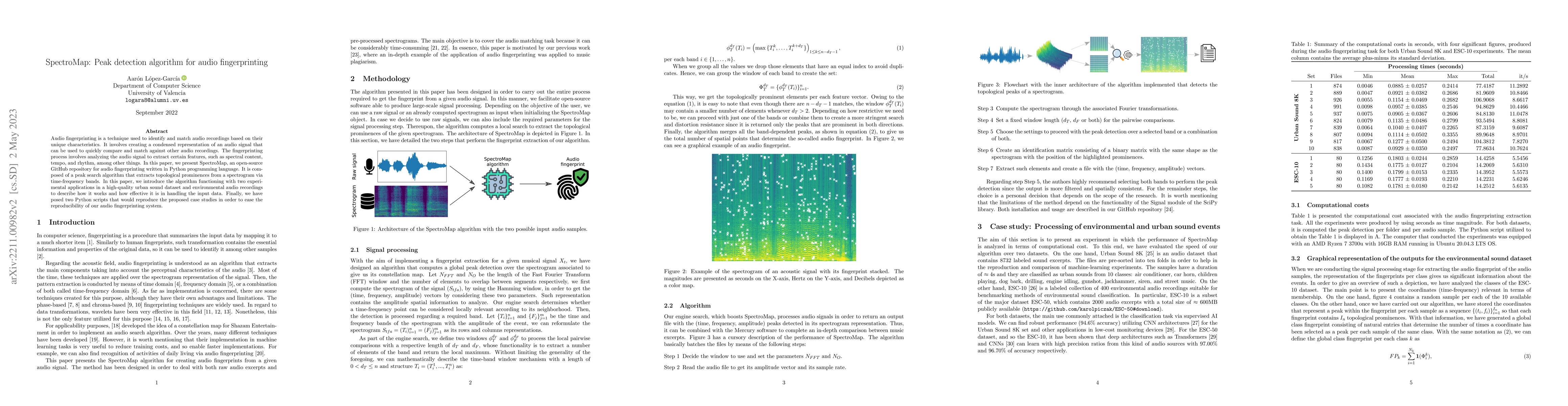 Thumbnail for SpectroMap: Peak detection algorithm for audio fingerprinting