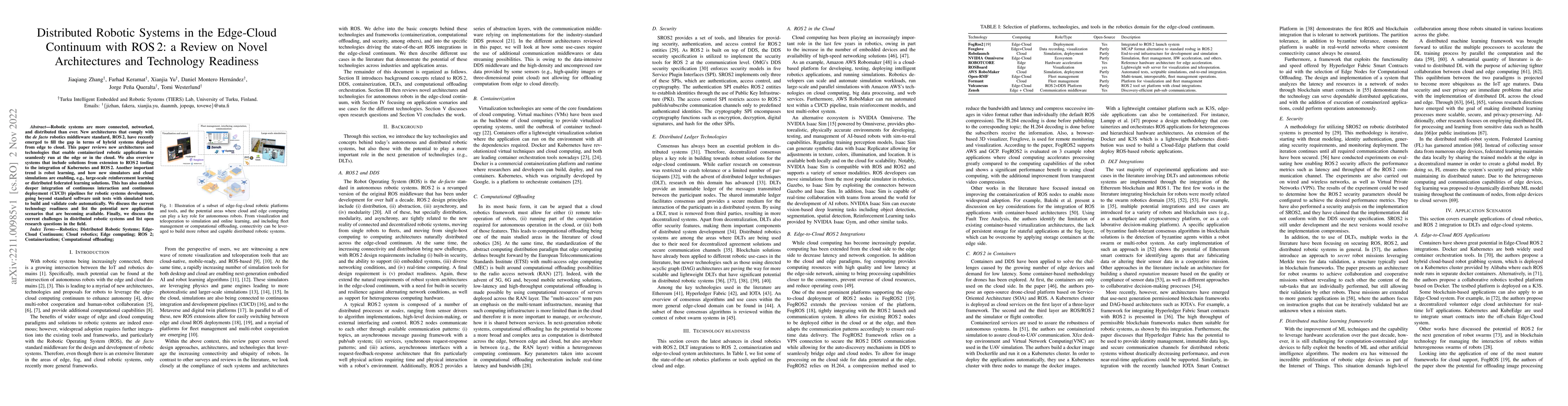 Thumbnail for Distributed Robotic Systems in the Edge-Cloud Continuum with ROS 2: a
  Review on Novel Architectures and Technology Readiness