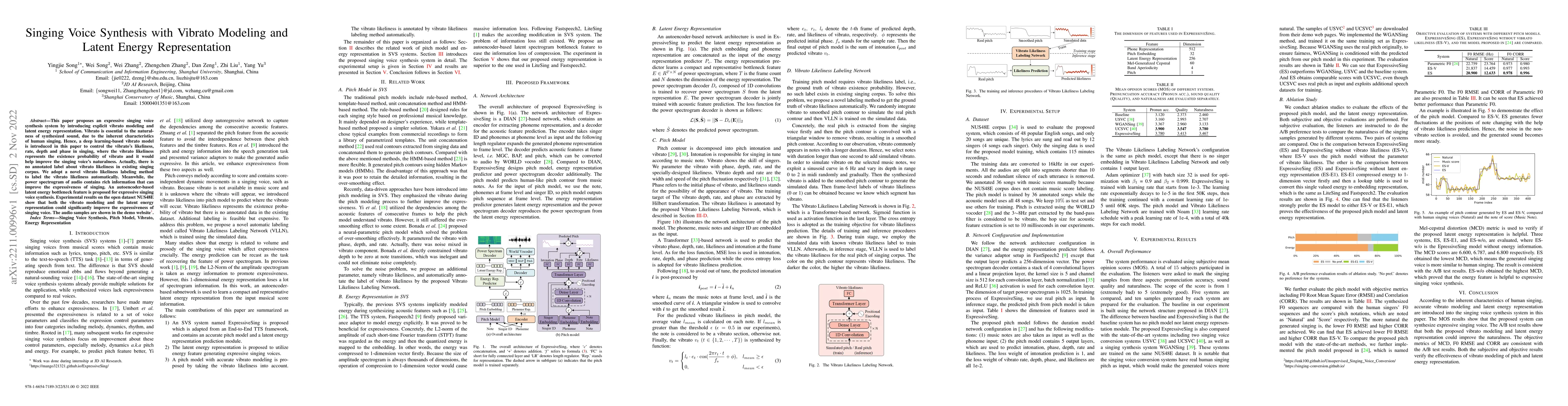 Thumbnail for Singing Voice Synthesis with Vibrato Modeling and Latent Energy
  Representation