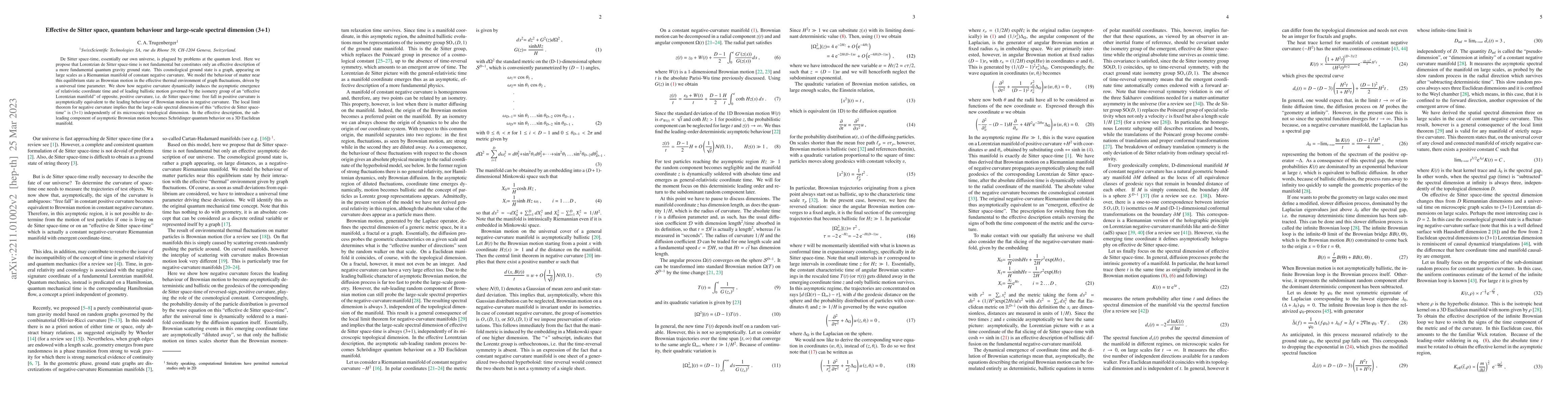 Thumbnail for Effective de Sitter space, quantum behaviour and large-scale spectral
  dimension (3+1)