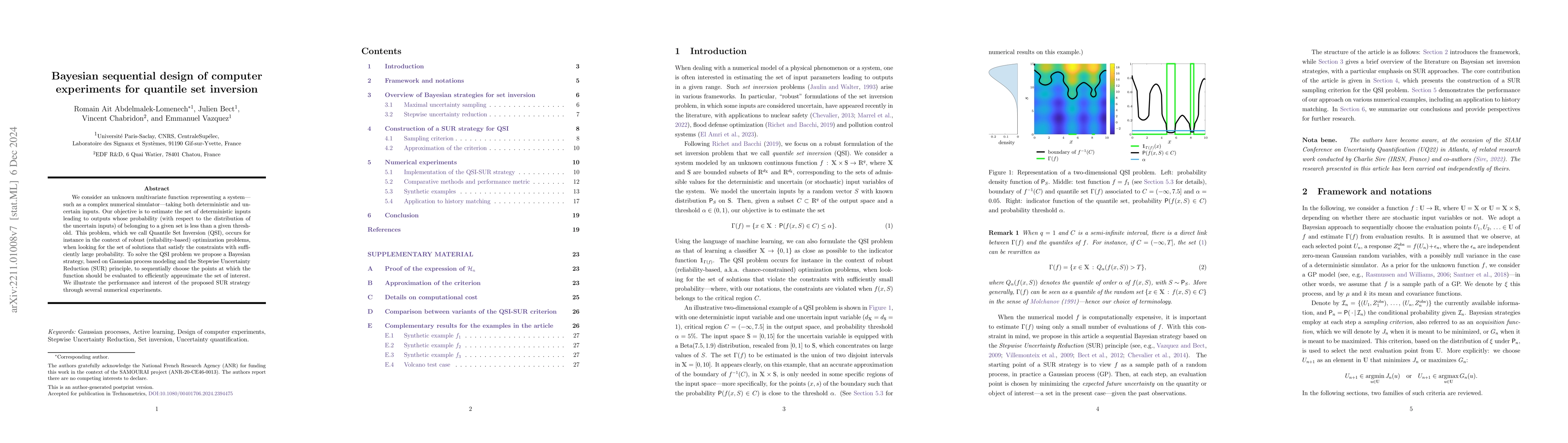 Thumbnail for Bayesian sequential design of computer experiments for quantile set
  inversion