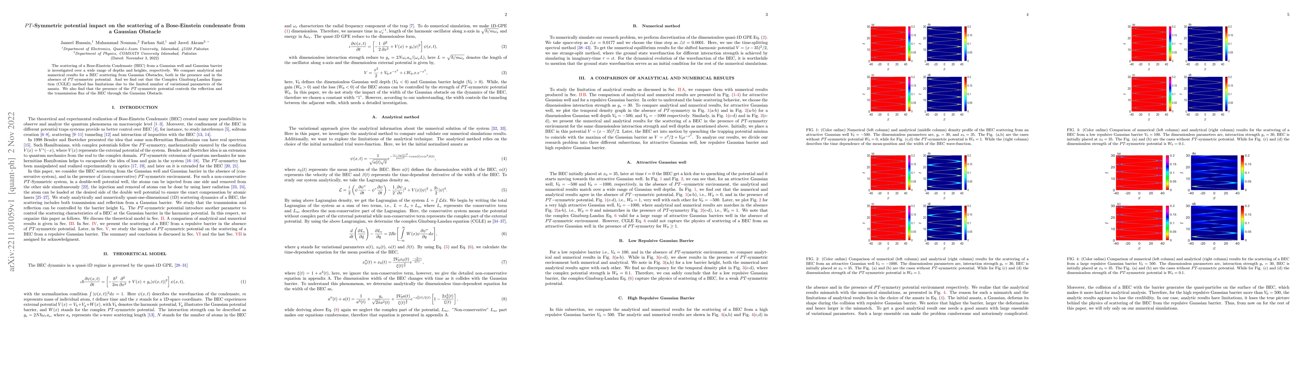 Thumbnail for PT-Symmetric potential impact on the scattering of a Bose-Einstein
  condensate from a Gaussian Obstacle