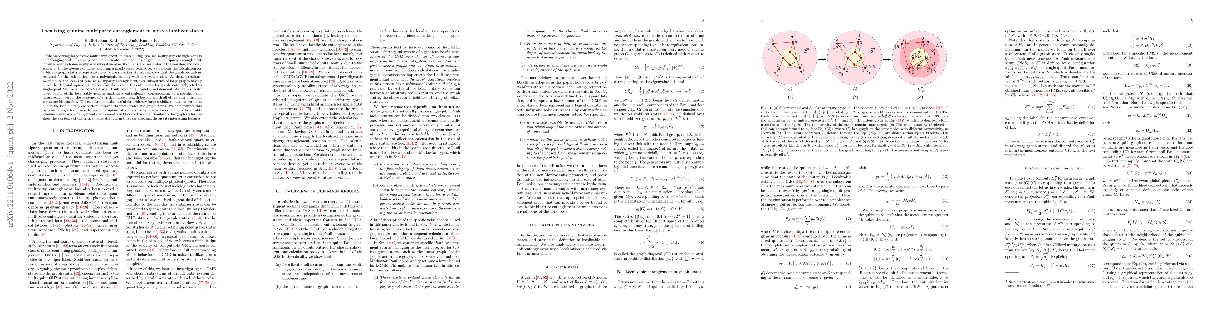 Thumbnail for Localizing genuine multiparty entanglement in noisy stabilizer states
