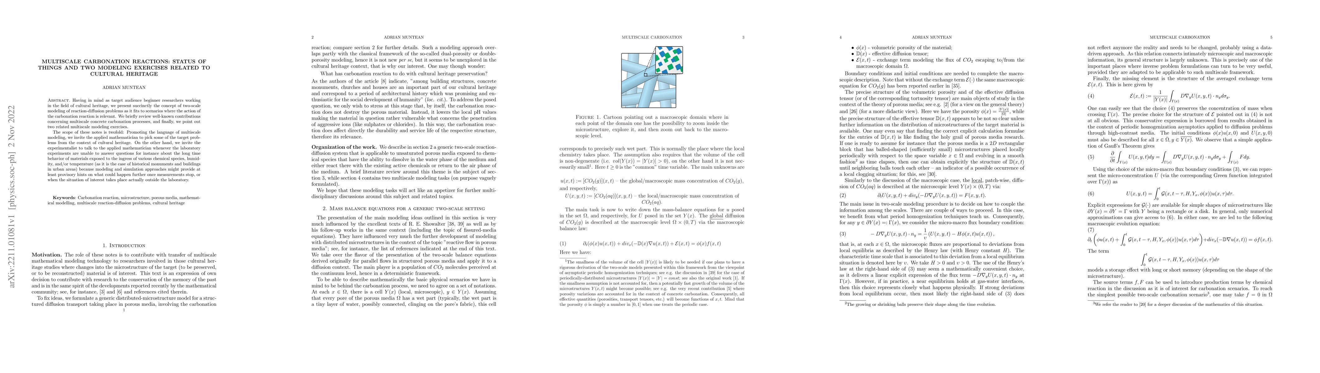 Thumbnail for Multiscale carbonation reactions: Status of things and two modeling
  exercises related to cultural heritage