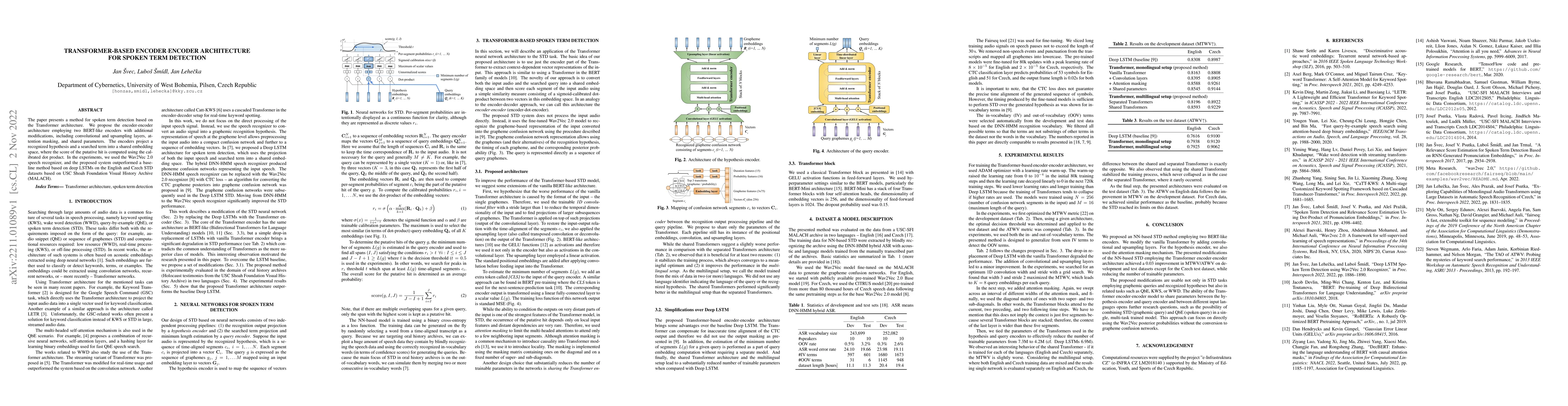 Thumbnail for Transformer-based encoder-encoder architecture for Spoken Term Detection