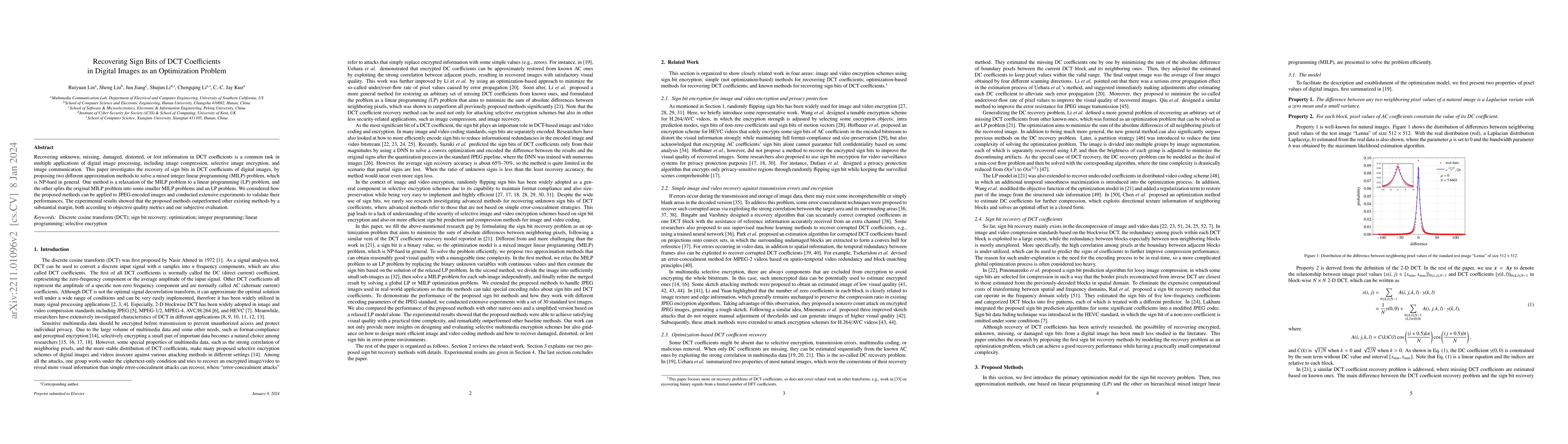 Thumbnail for Recovering Sign Bits of DCT Coefficients in Digital Images as an
  Optimization Problem