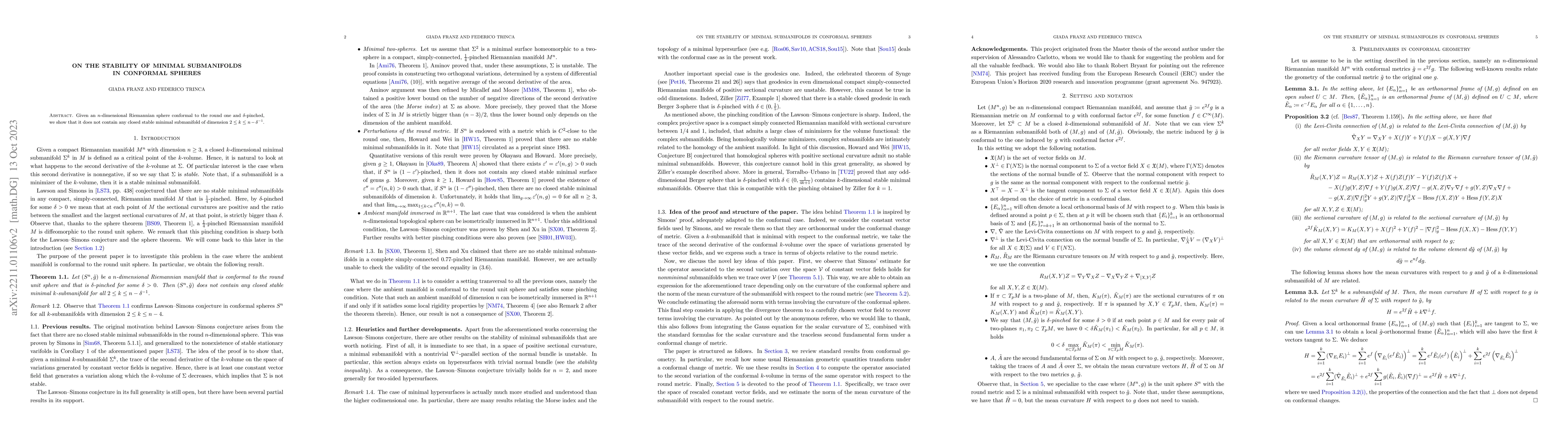 Thumbnail for On the stability of minimal submanifolds in conformal spheres