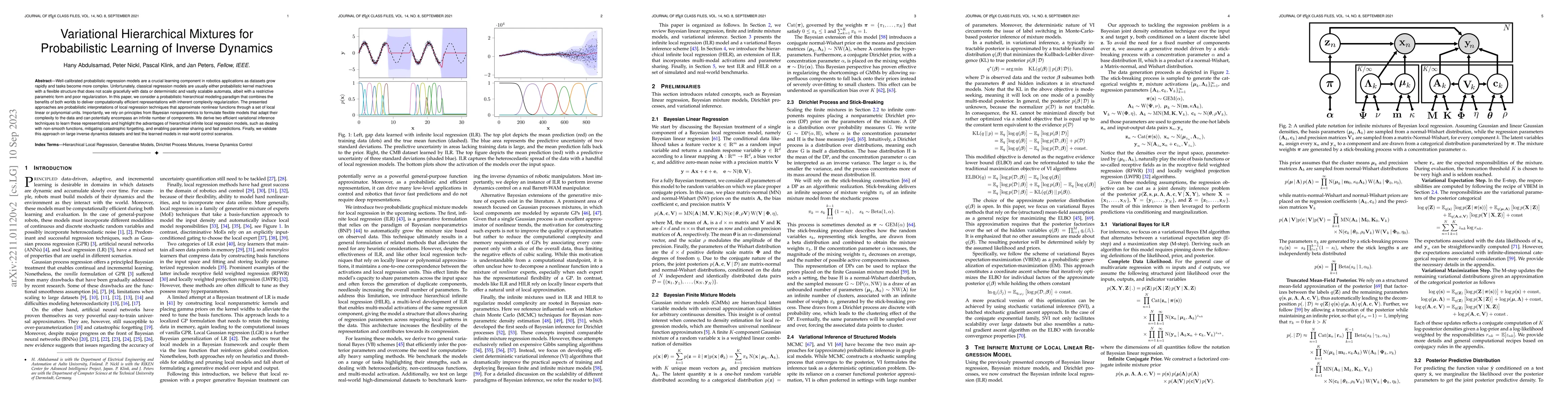 Thumbnail for Variational Hierarchical Mixtures for Probabilistic Learning of Inverse
  Dynamics
