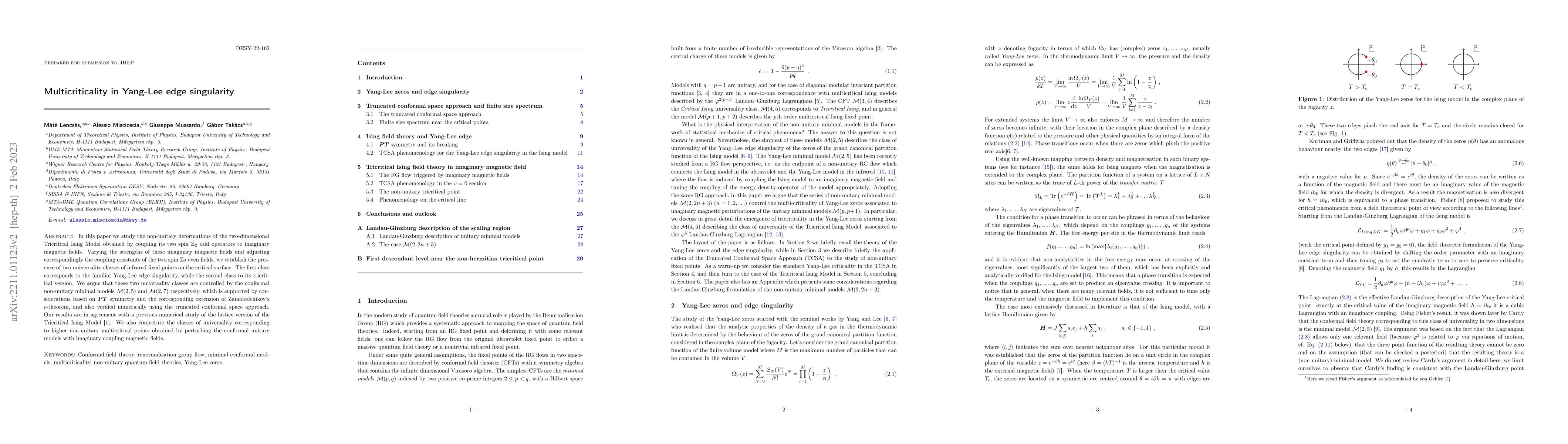 Thumbnail for Multicriticality in Yang-Lee edge singularity