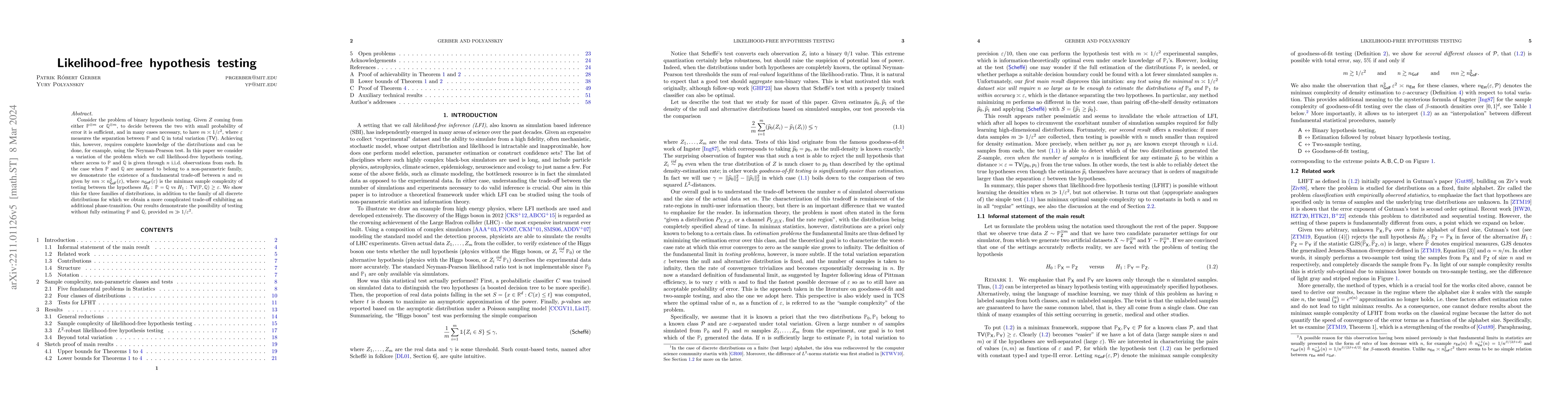 Thumbnail for Likelihood-free hypothesis testing
