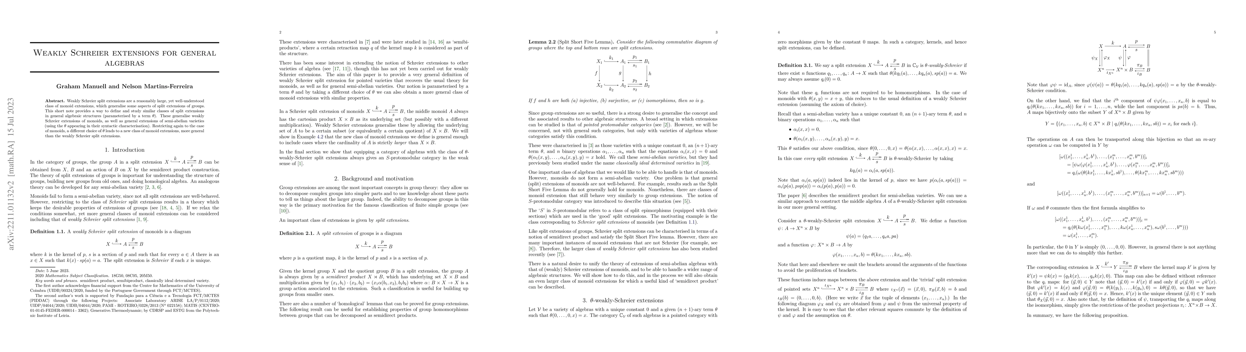 Thumbnail for Weakly Schreier extensions for general algebras